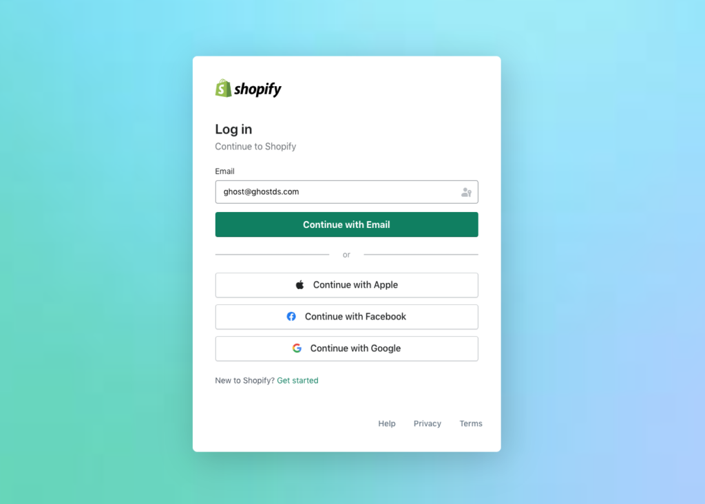 Logging into Shopify Account