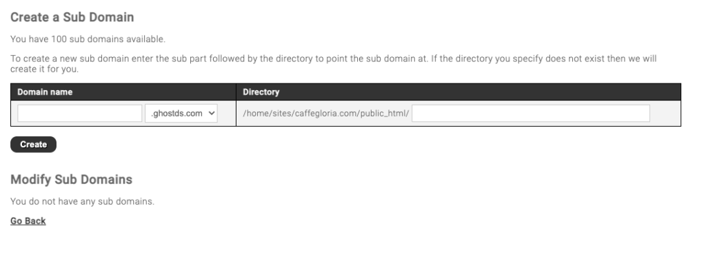 Creating the Sub Domains